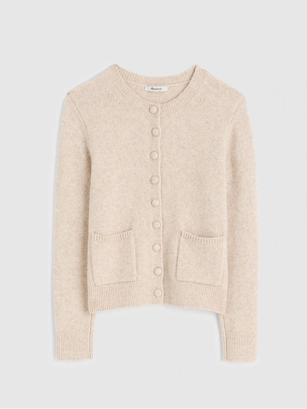 Madewell Patch-Pocket Cotton-Blend Cardigan in Hthr Birch Size XS